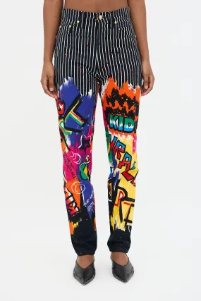 1990s Pin Stripe Graffiti Trouser