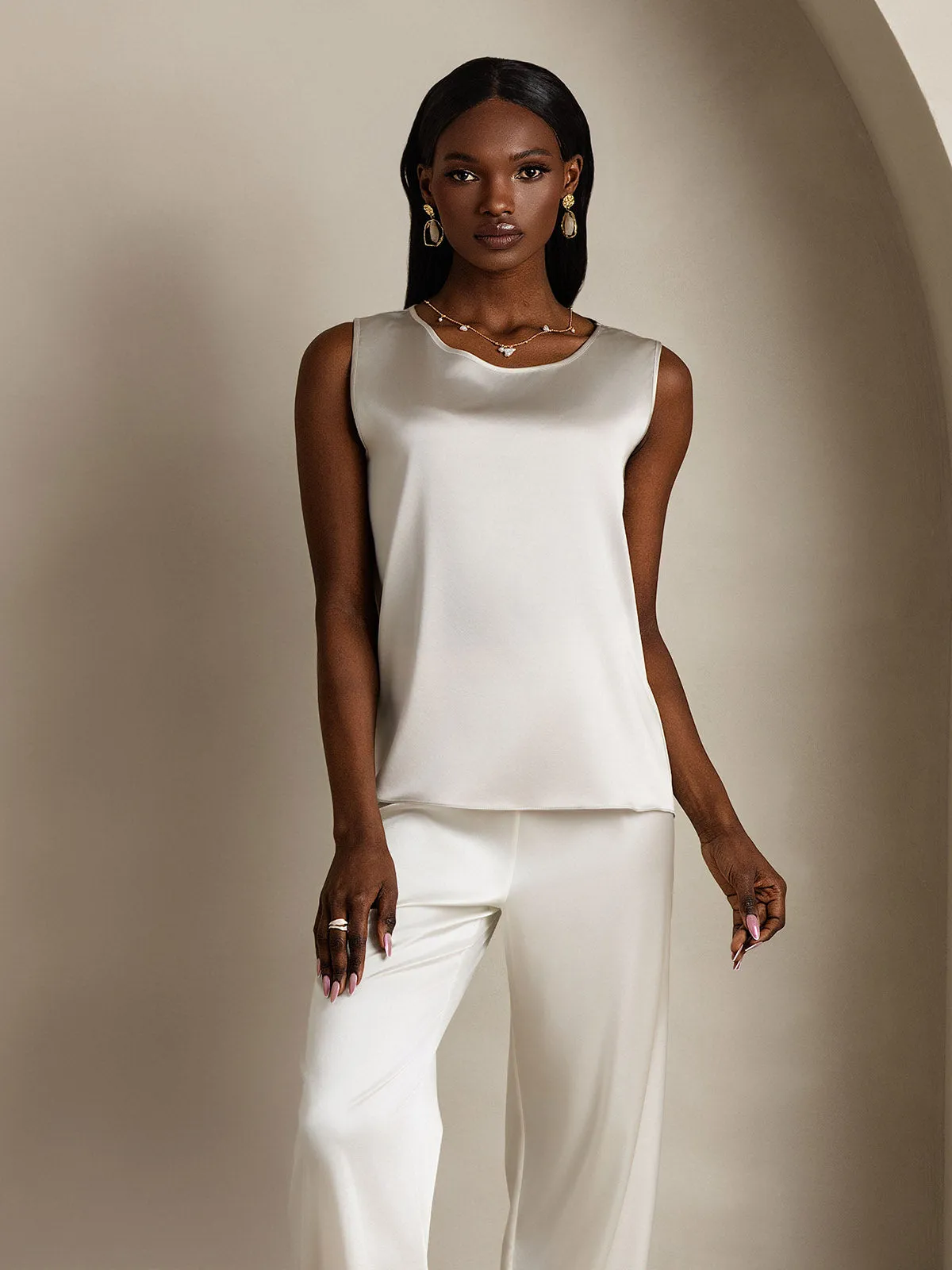 19Momme Silk Round Neck Tank Top