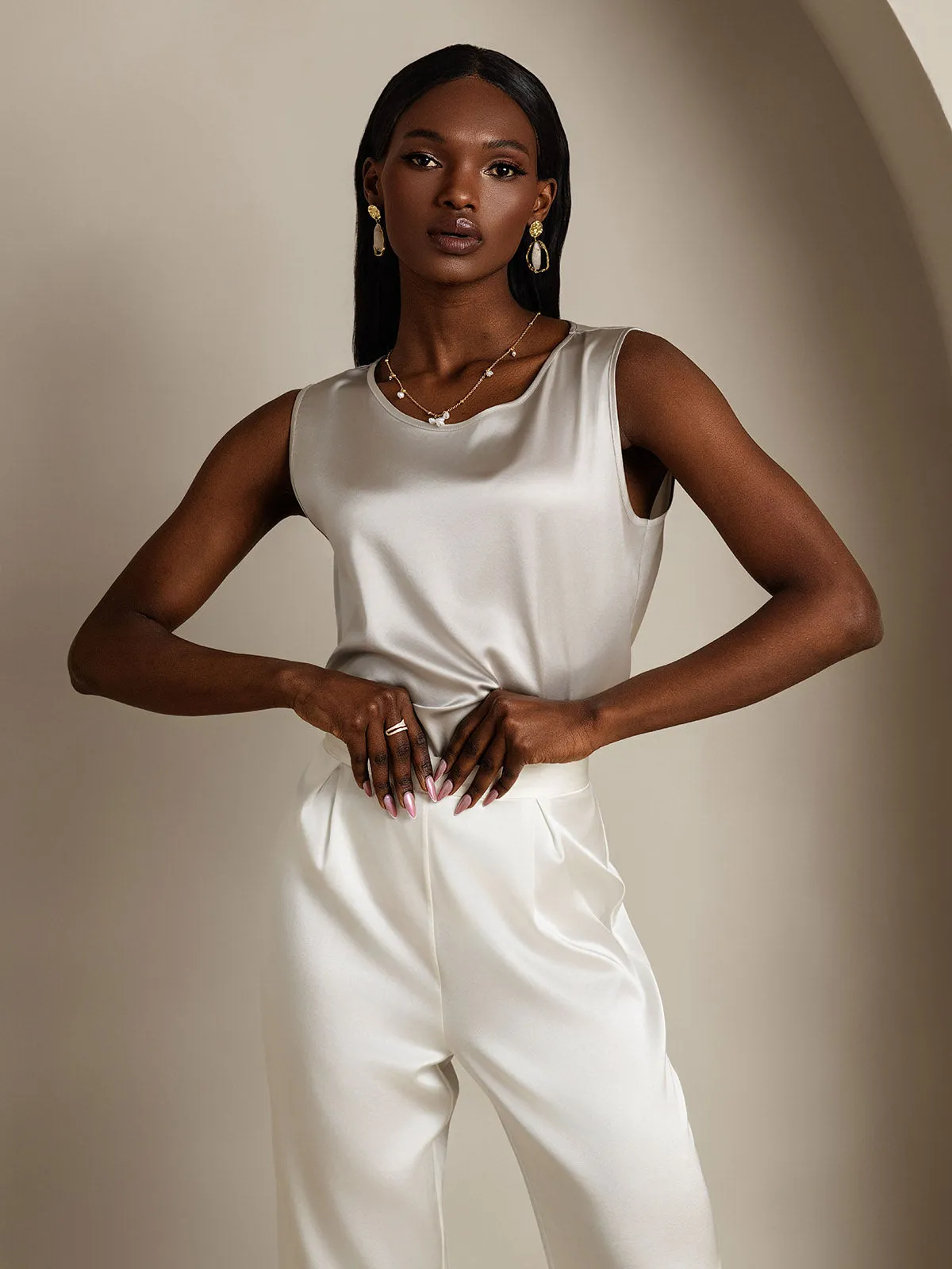 19Momme Silk Round Neck Tank Top