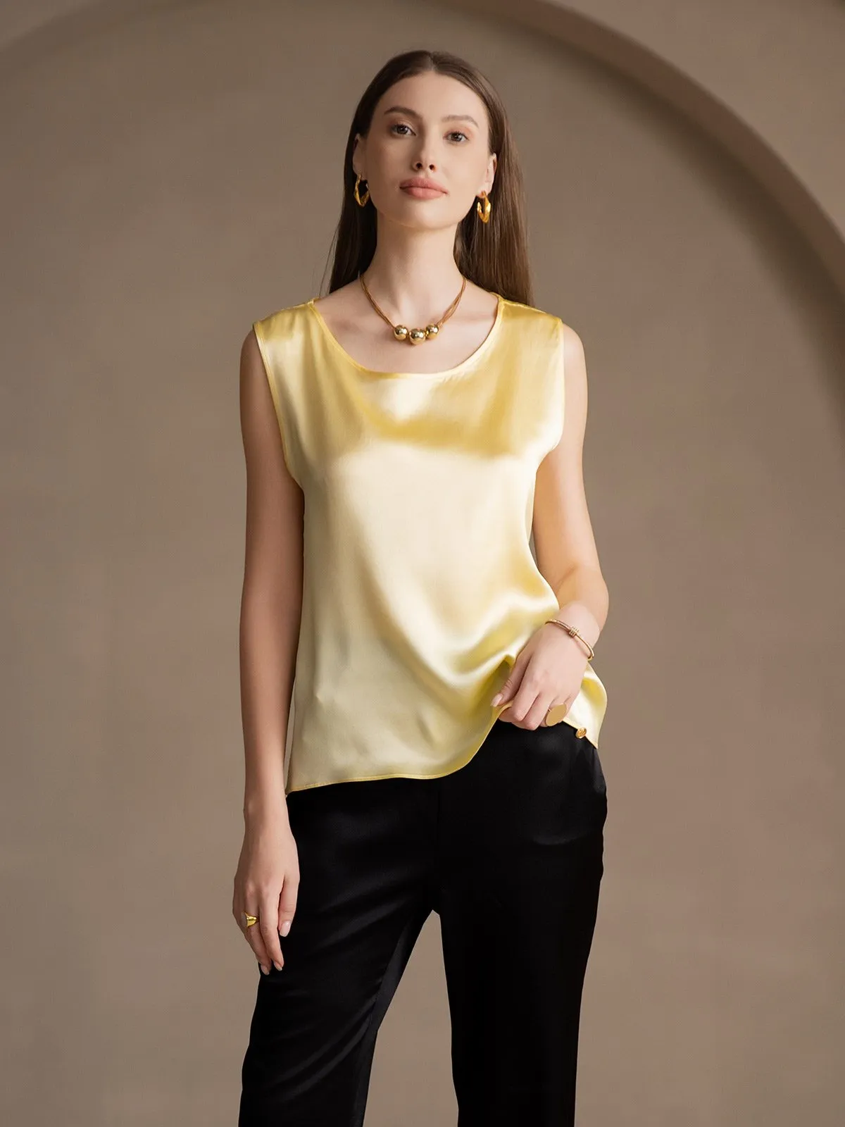 19Momme Silk Round Neck Tank Top