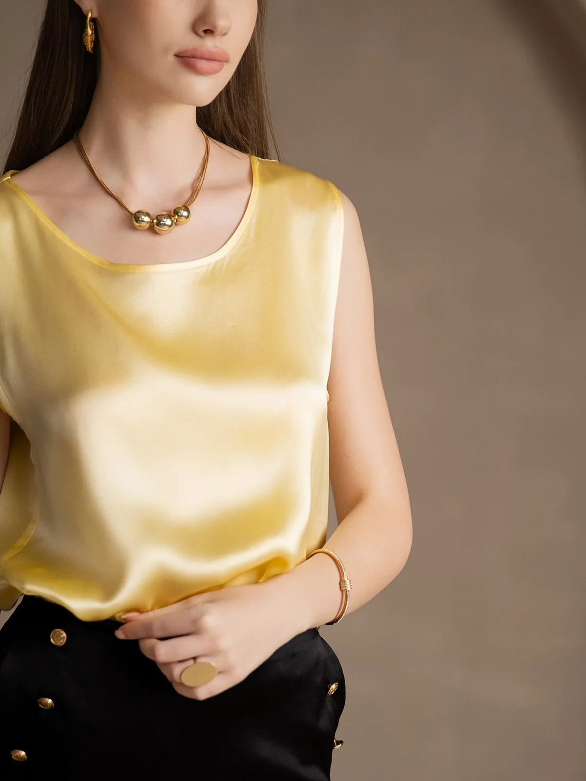 19Momme Silk Round Neck Tank Top