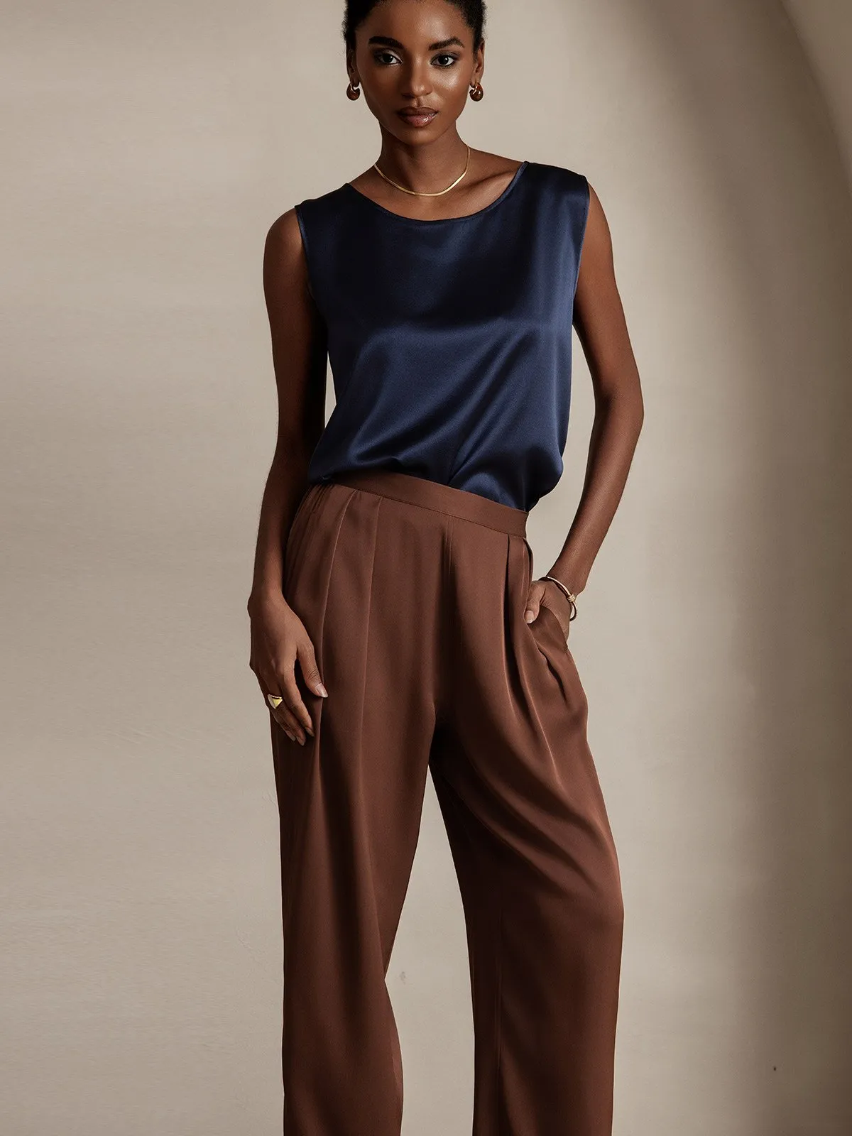19Momme Silk Round Neck Tank Top