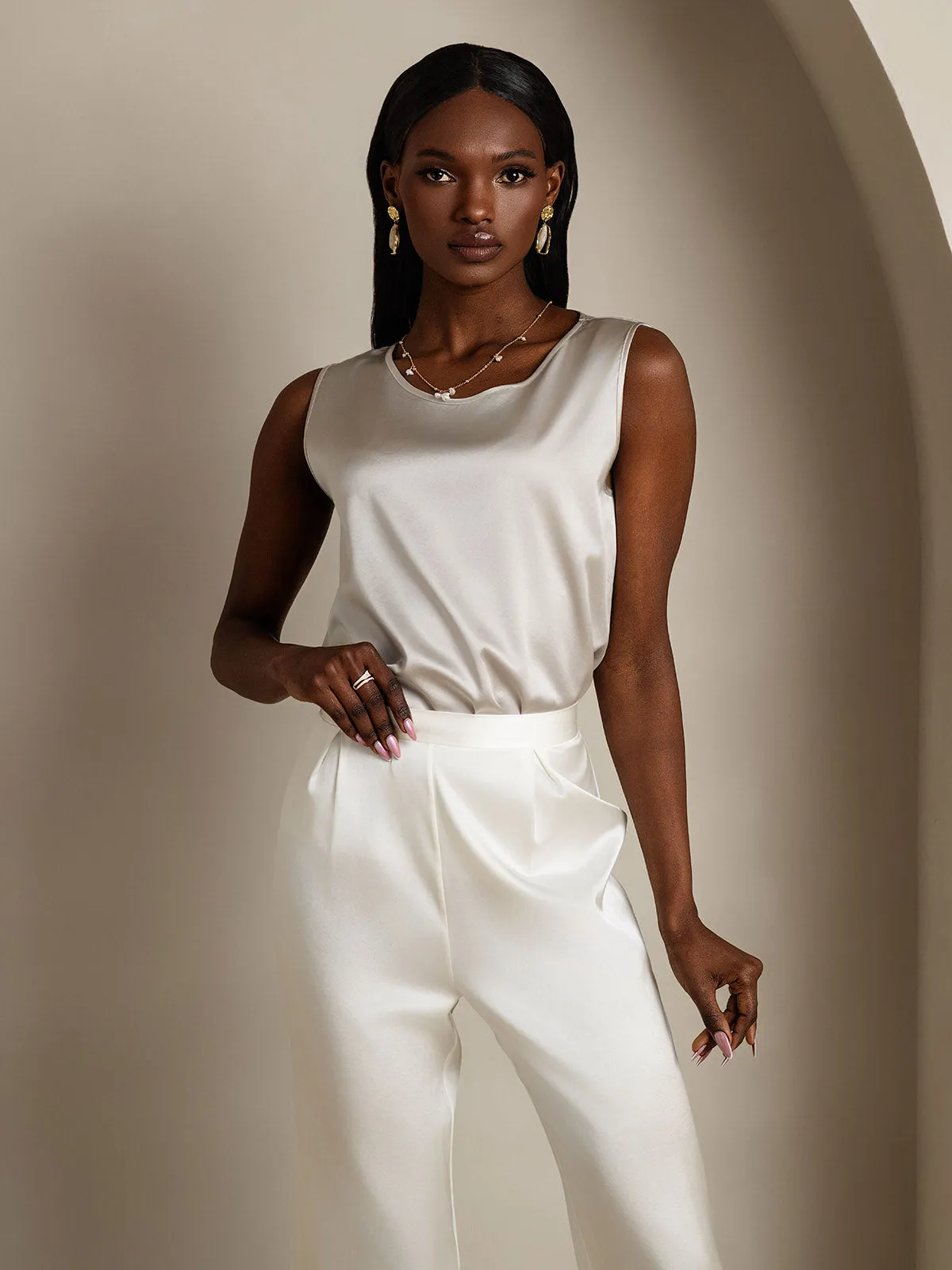 19Momme Silk Round Neck Tank Top