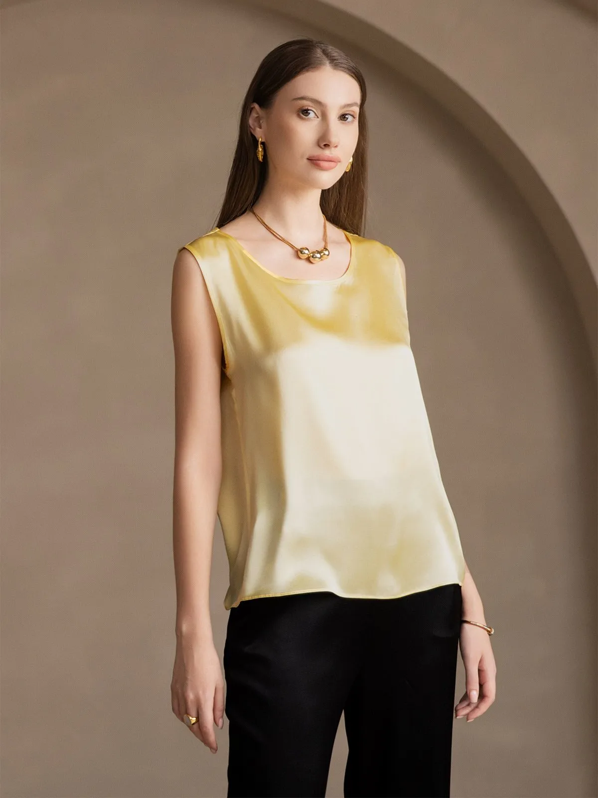 19Momme Silk Round Neck Tank Top