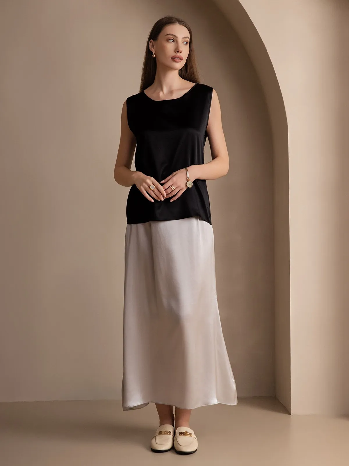 19Momme Silk Round Neck Tank Top