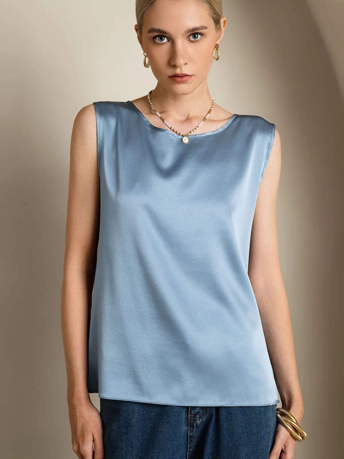 19Momme Silk Round Neck Tank Top