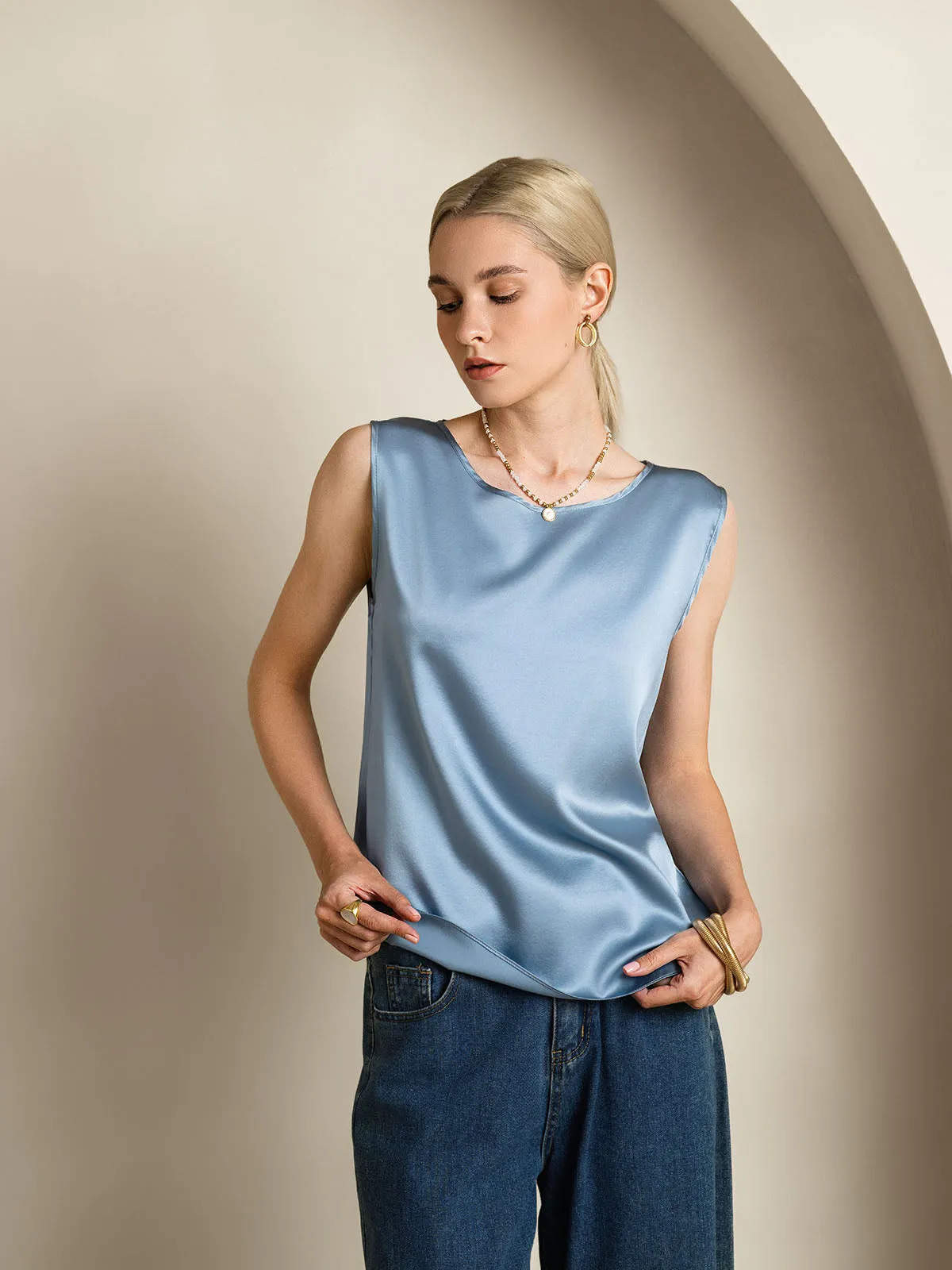 19Momme Silk Round Neck Tank Top