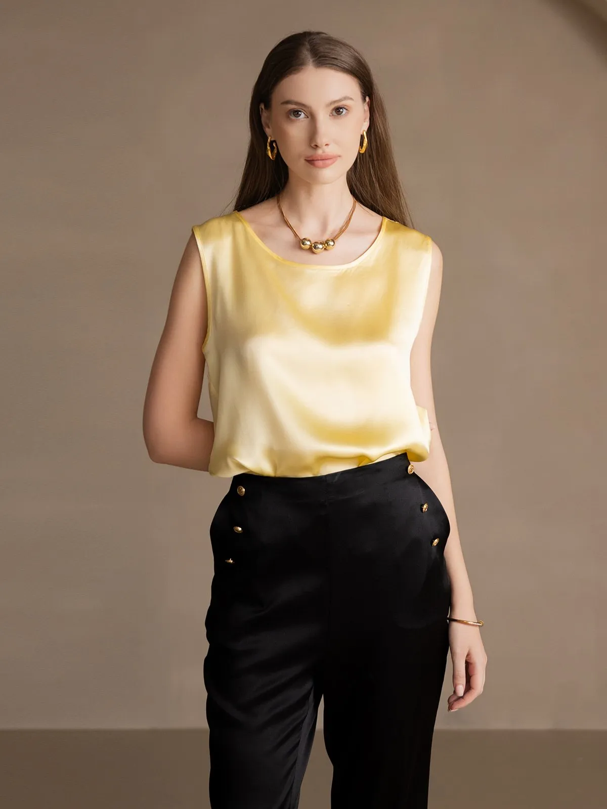 19Momme Silk Round Neck Tank Top