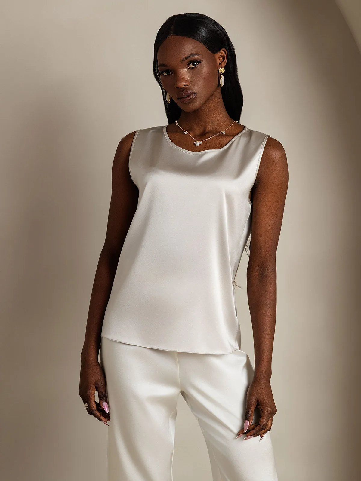 19Momme Silk Round Neck Tank Top