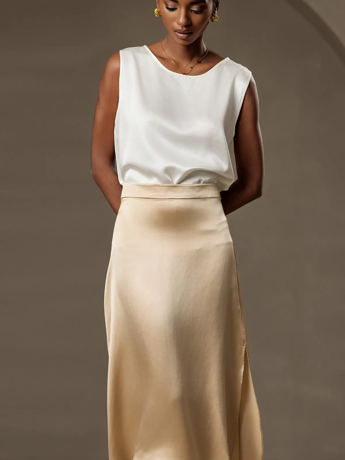 19Momme Silk Round Neck Tank Top