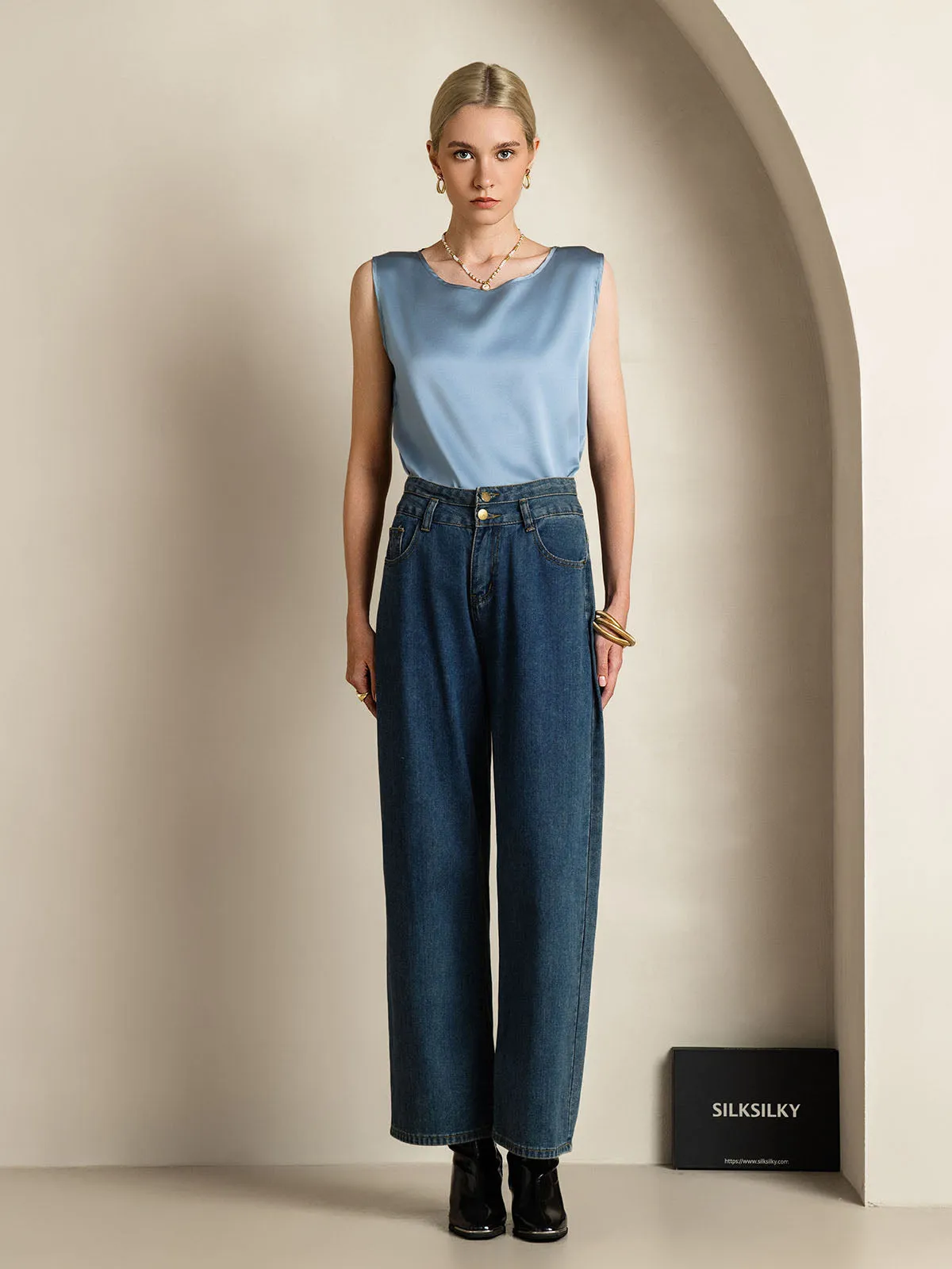 19Momme Silk Round Neck Tank Top
