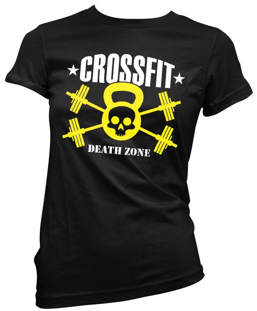 2019 Hot Sale Fashion T-shirt Woman CROSSFIT Death Areas Skull GYMS Trains Kettlebell Bar Tee Shirt