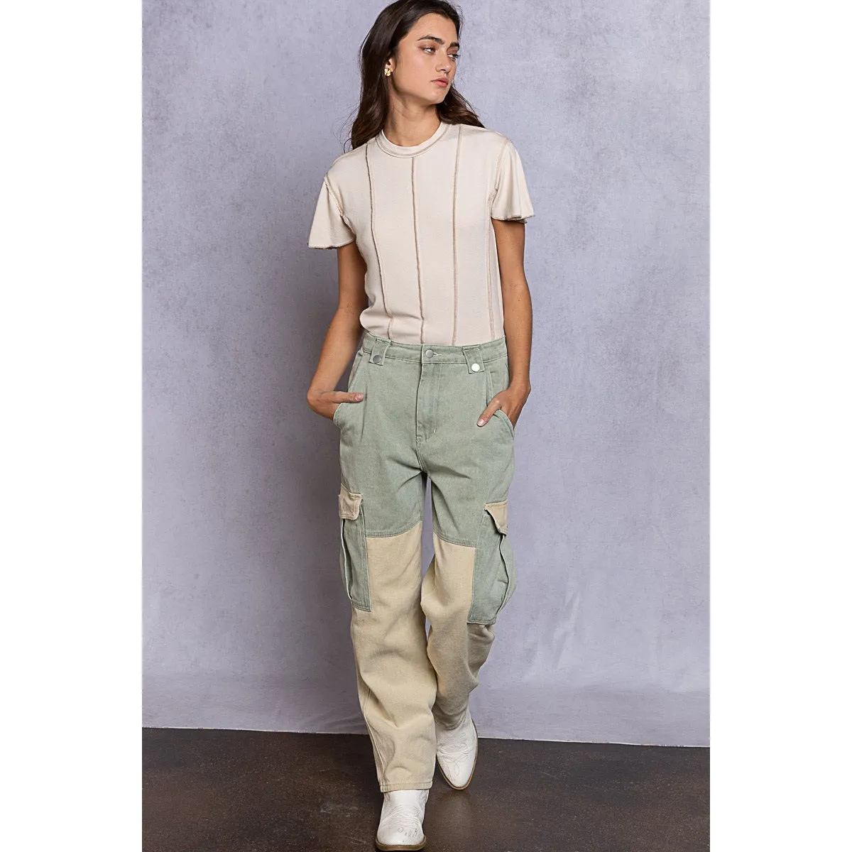 Almond Cream Ribbed Knit Top