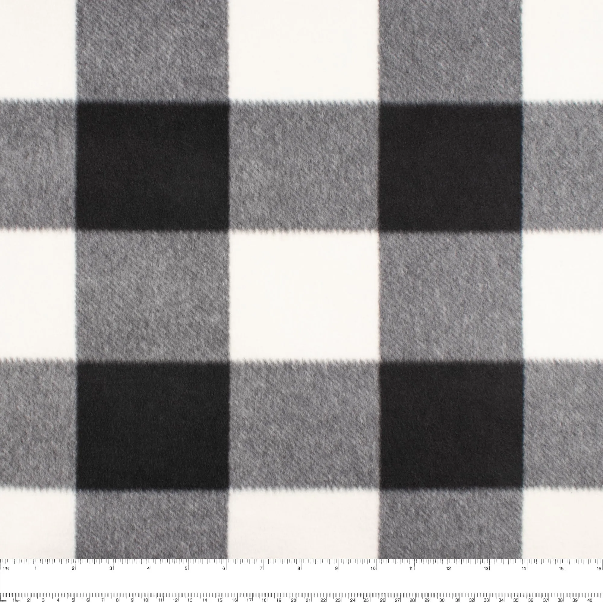 Anti-Pill Fleece Print - OUTBACK - Buffalo plaid - Ivory