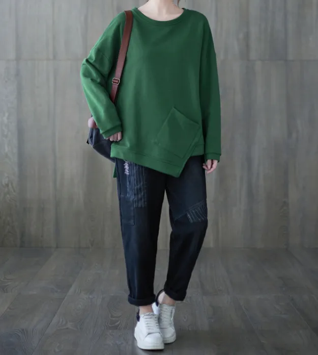 Autumn Loose Spring Casual Women Cotton Tops WG961707