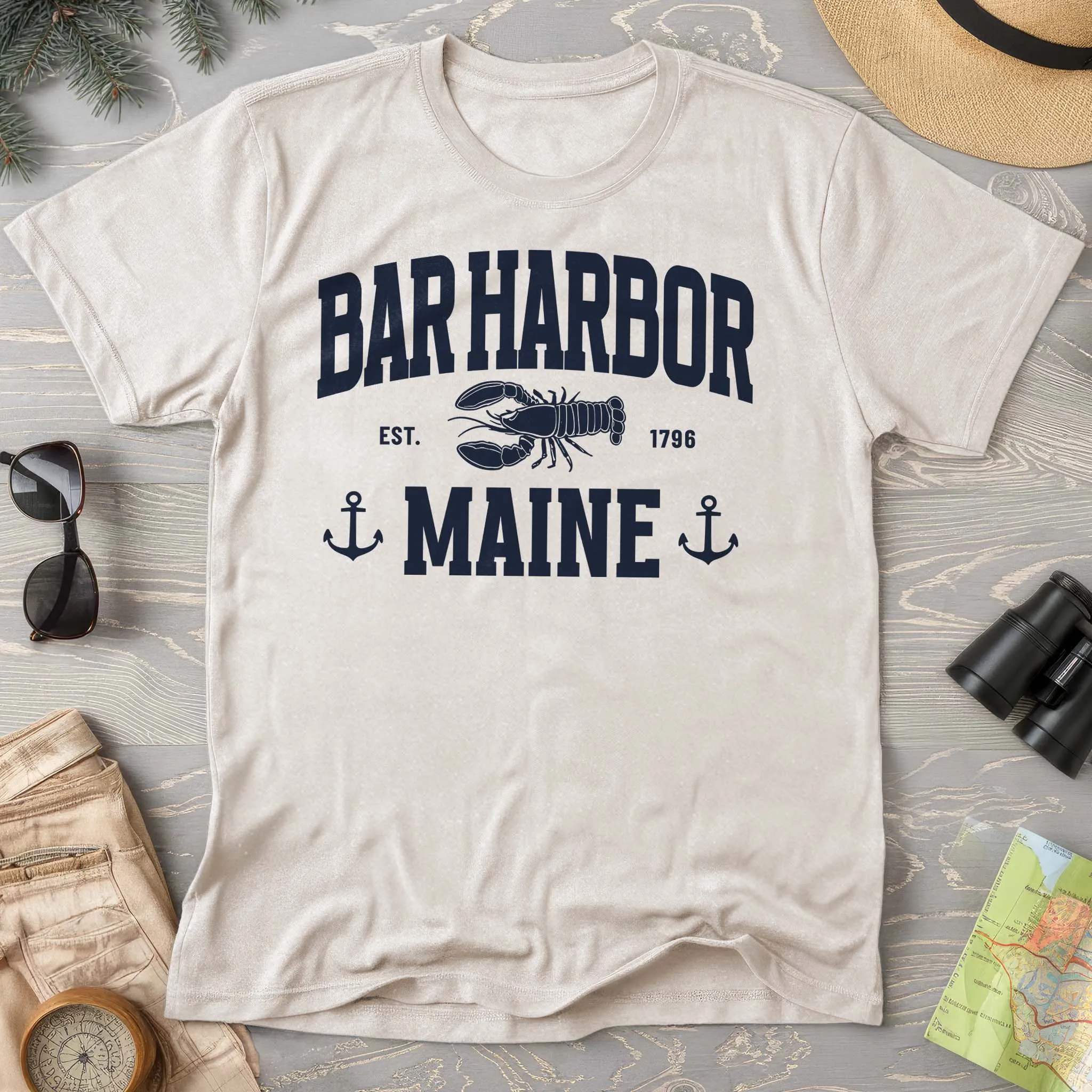Bar Harbor Maine "Nautical Lobster" Comfort Colors T-Shirt