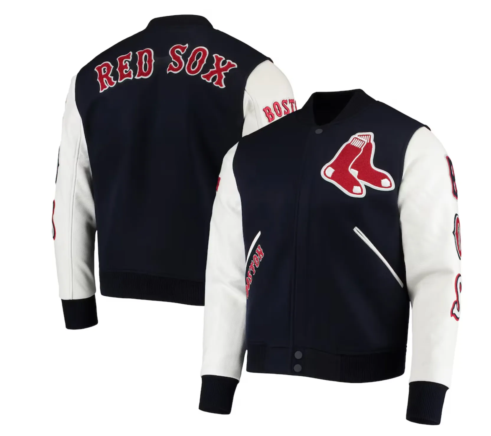Boston Red Sox Navy Blue and White Varsity Jacket