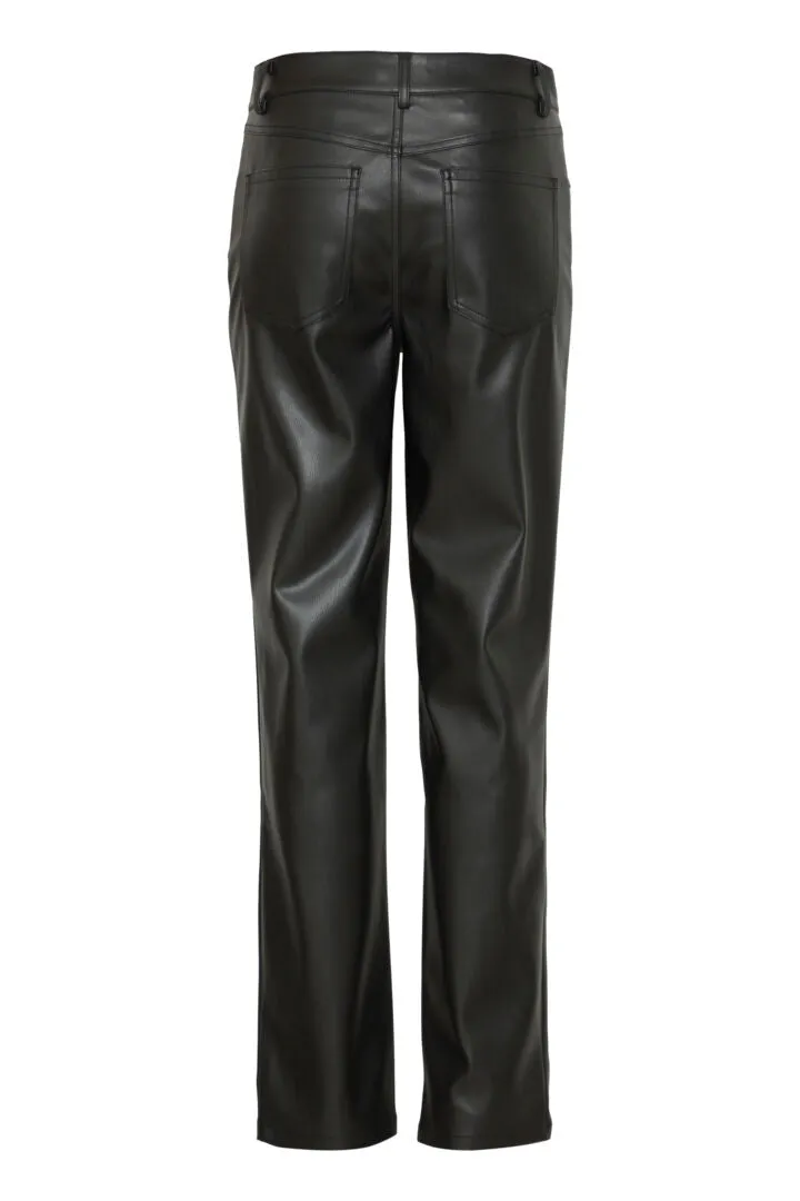Byoung Bydafany Faux Leather  Straight Pants Black