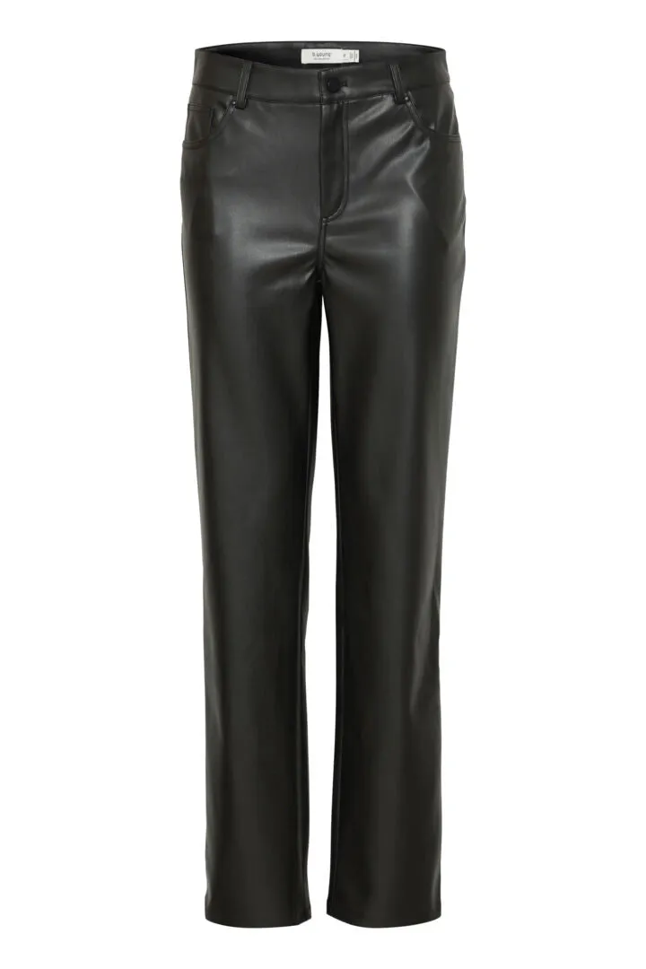 Byoung Bydafany Faux Leather  Straight Pants Black