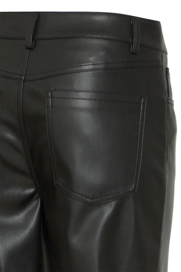 Byoung Bydafany Faux Leather  Straight Pants Black