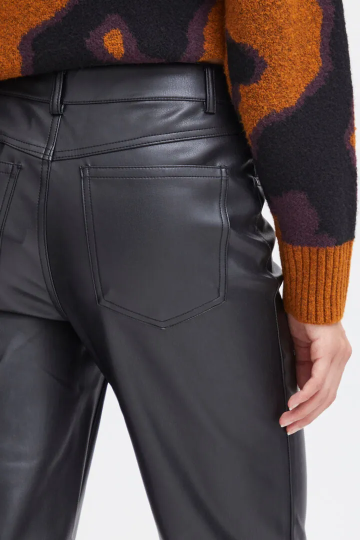 Byoung Bydafany Faux Leather  Straight Pants Black