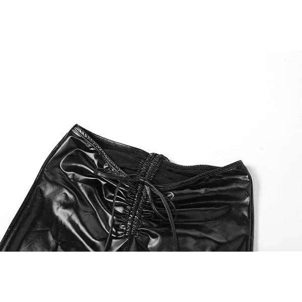 Danica PU Leather Drawstring Flare Pants