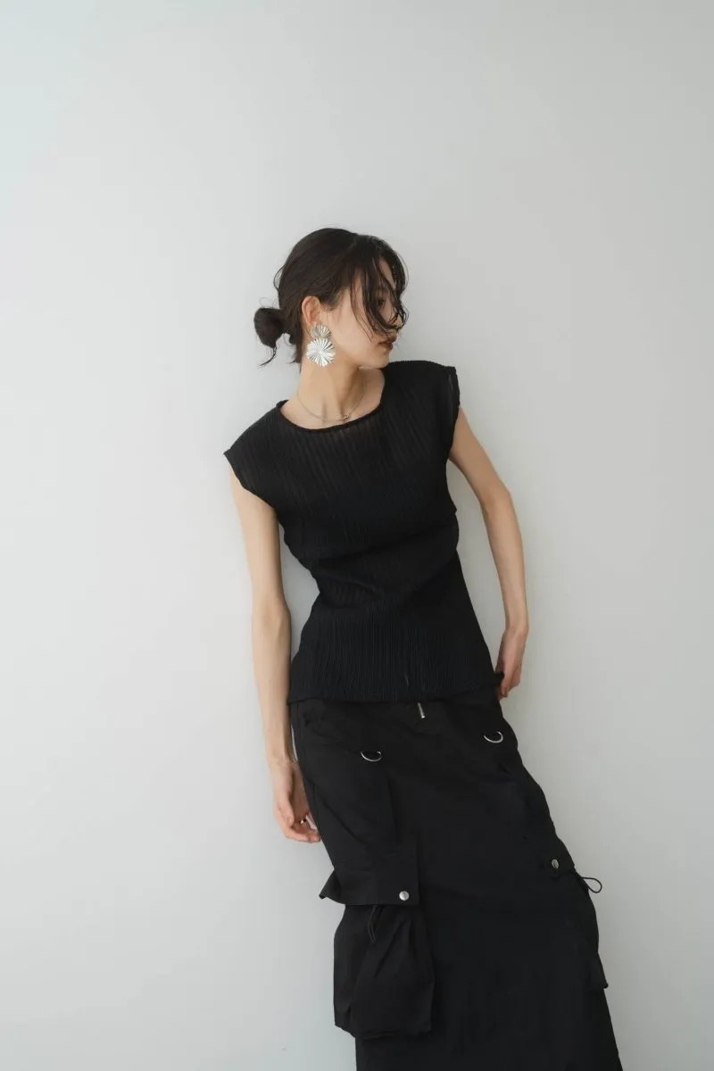 french sleeve ribbed tops/2color