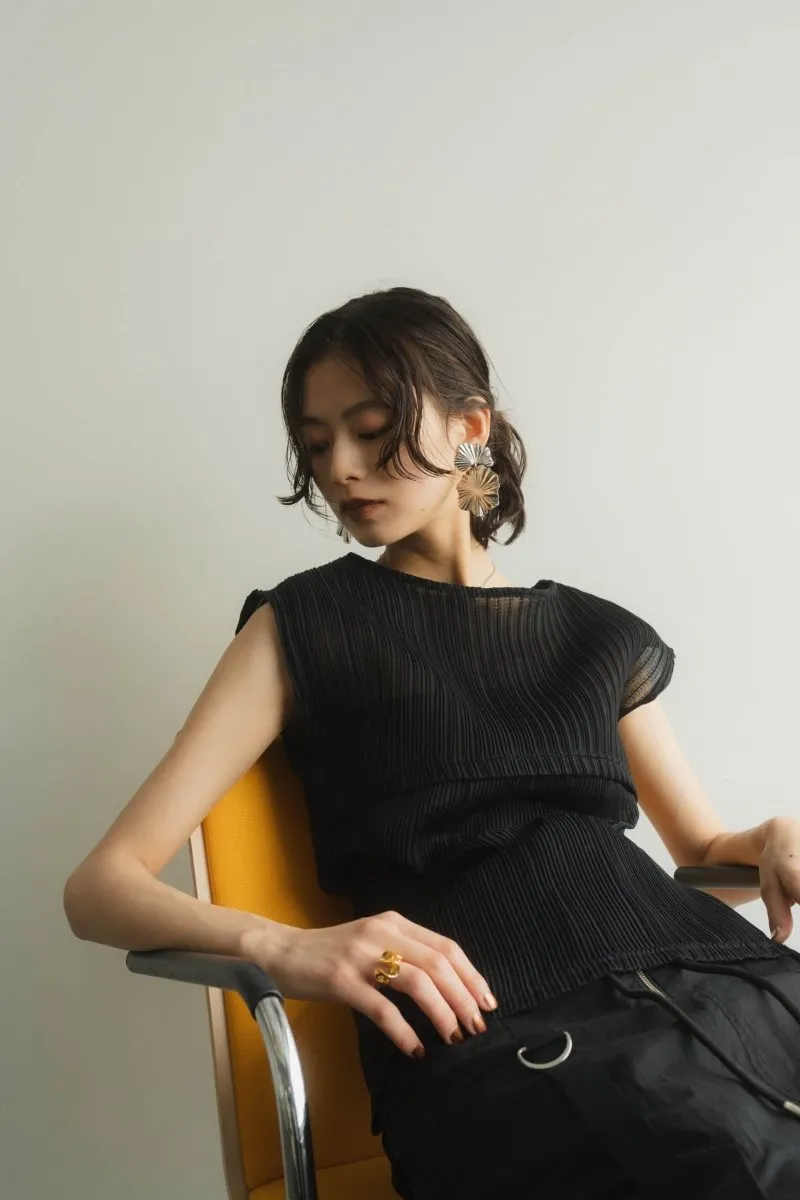 french sleeve ribbed tops/2color