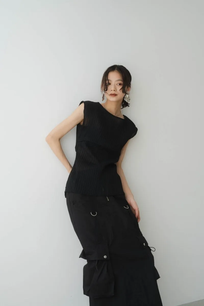 french sleeve ribbed tops/2color