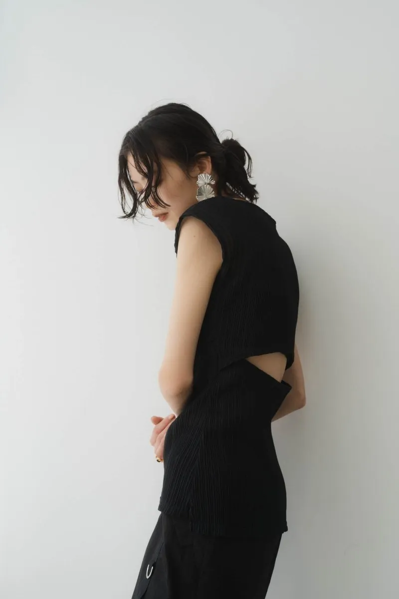 french sleeve ribbed tops/2color
