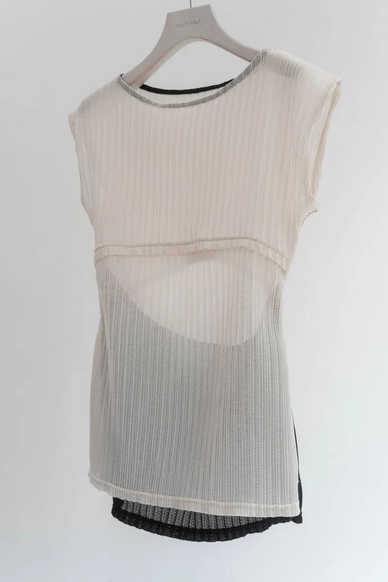 french sleeve ribbed tops/2color