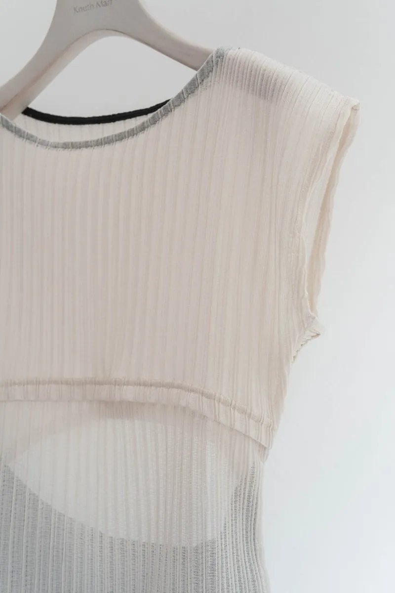 french sleeve ribbed tops/2color