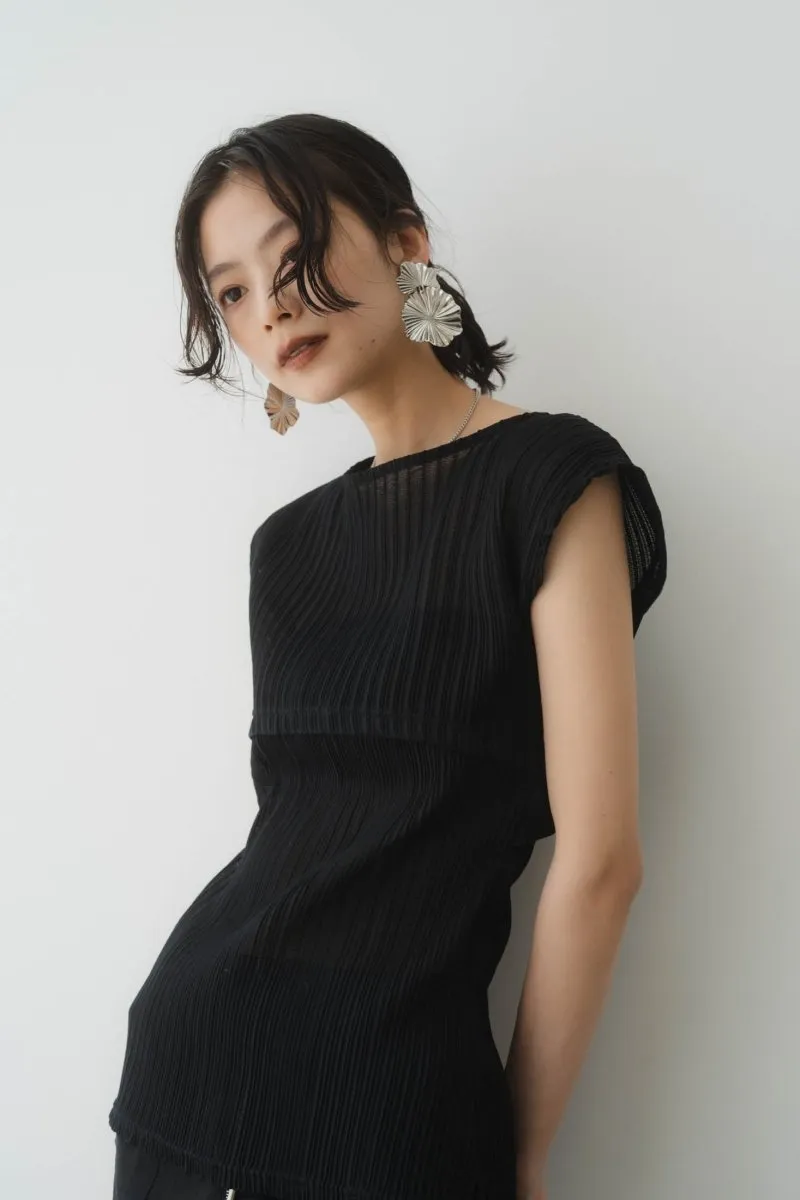 french sleeve ribbed tops/2color