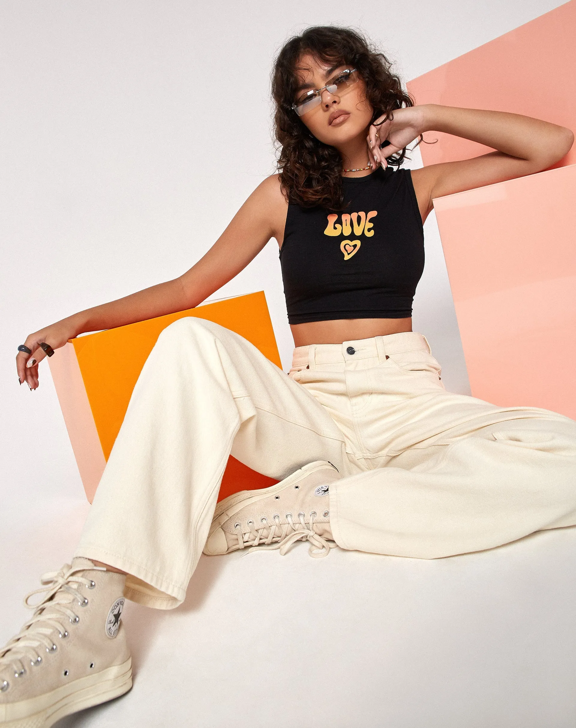 Gimon Crop Top in Black Love