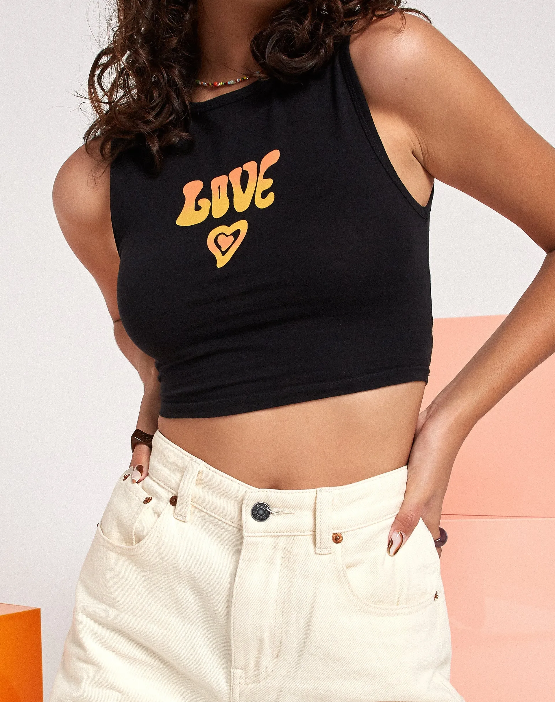 Gimon Crop Top in Black Love