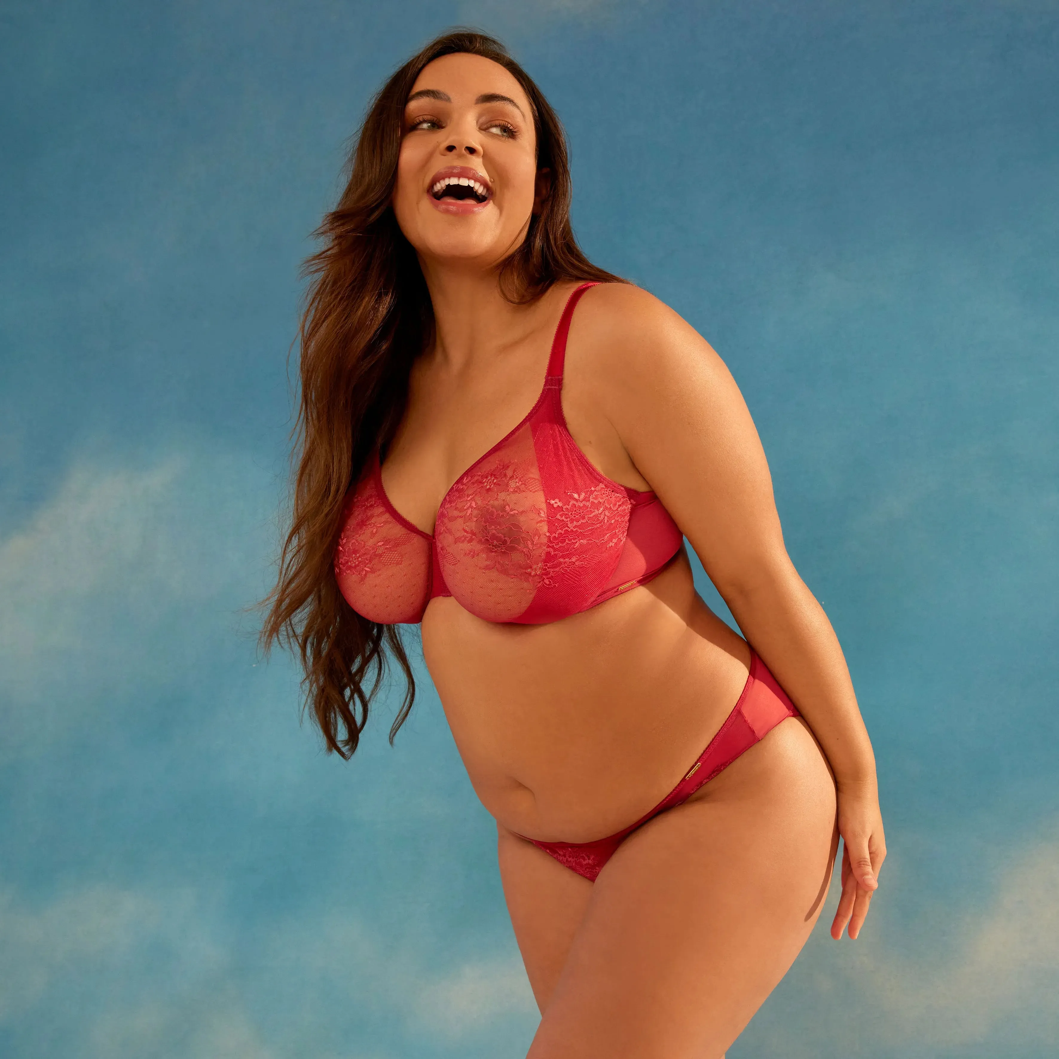 Gossard Glossies Lace Rasberry Blush Sheer Molded Bra