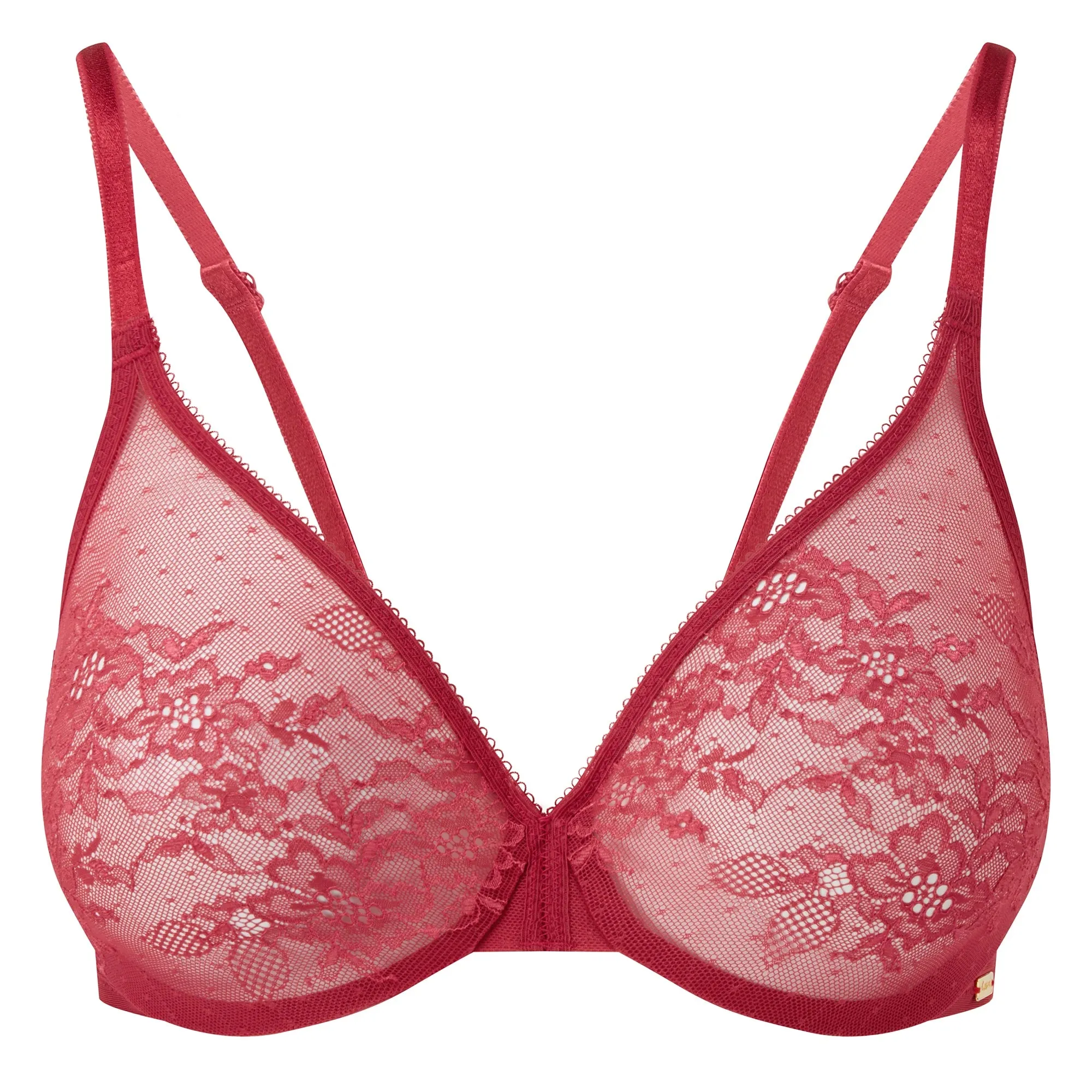 Gossard Glossies Lace Rasberry Blush Sheer Molded Bra
