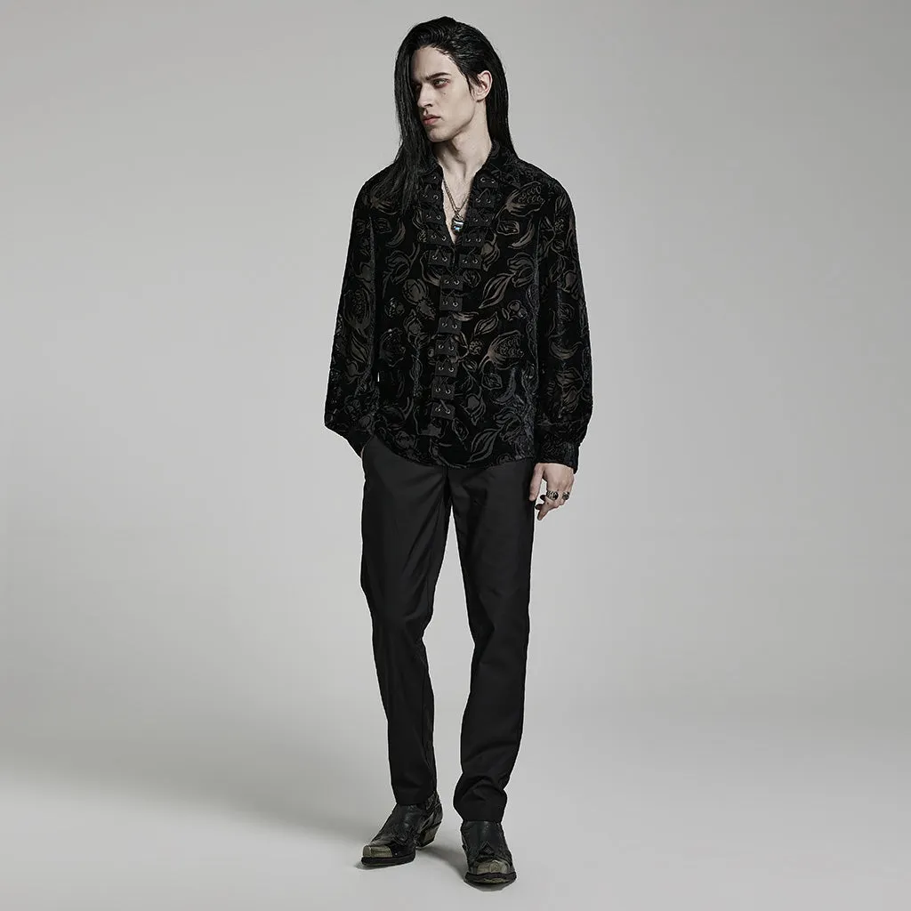 Goth piranha pattern velvet shirt WY-1468CCM