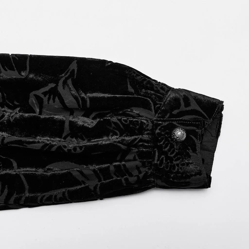 Goth piranha pattern velvet shirt WY-1468CCM