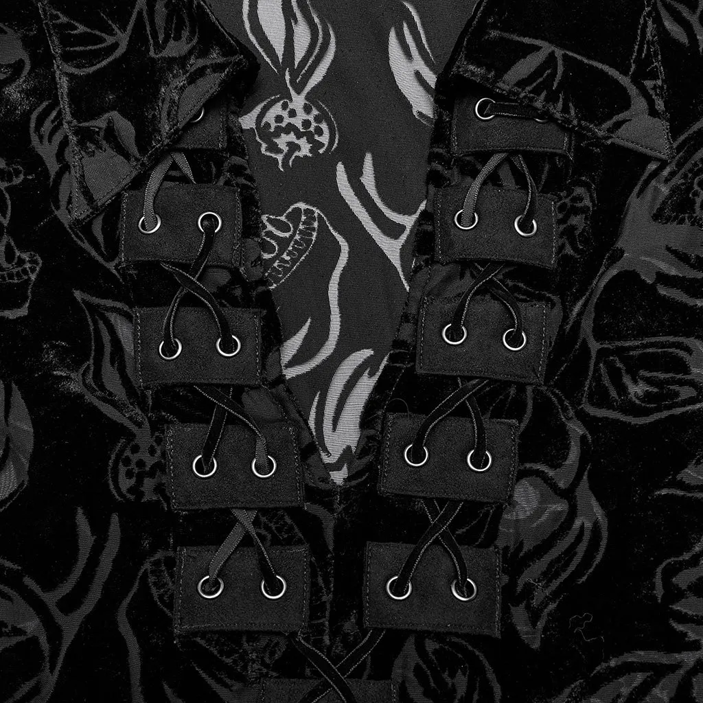 Goth piranha pattern velvet shirt WY-1468CCM