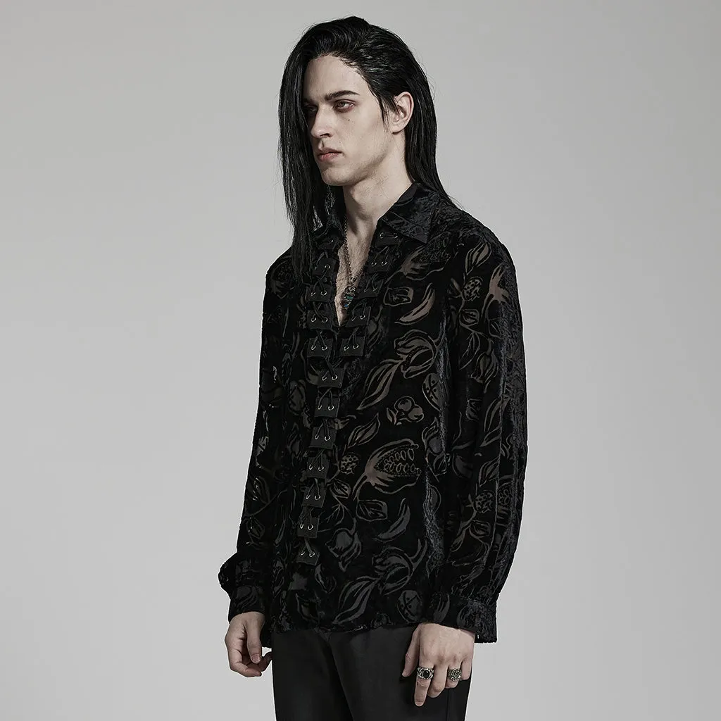 Goth piranha pattern velvet shirt WY-1468CCM