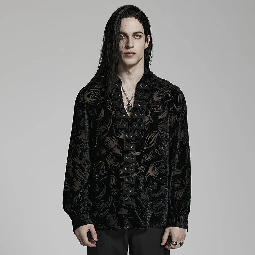 Goth piranha pattern velvet shirt WY-1468CCM