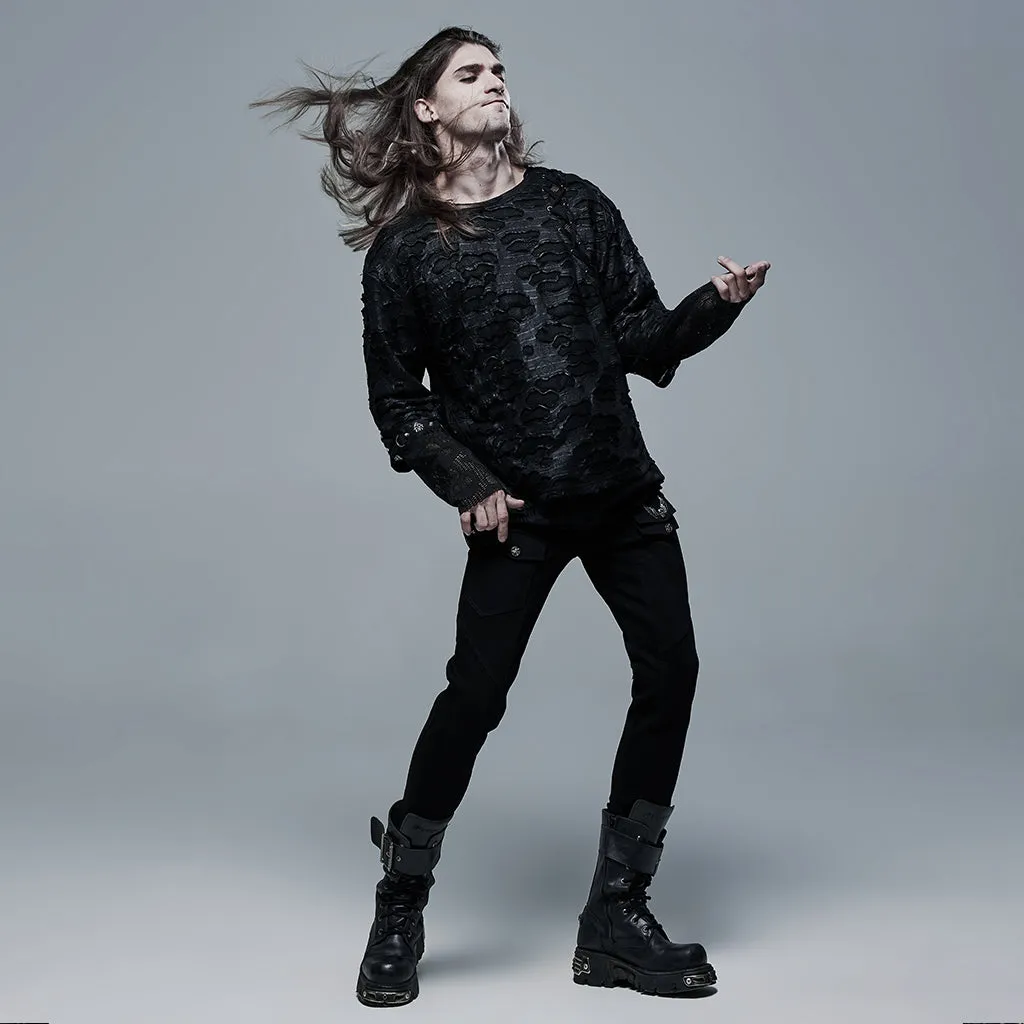 Goth Texture Printed T Shirt WT-686TCM