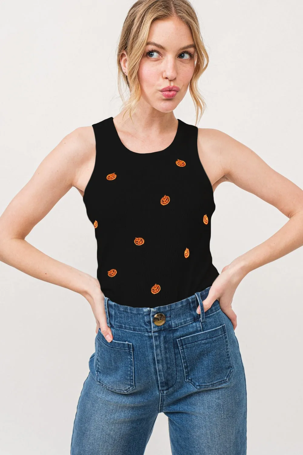 Jack O' Lantern Embroidered Tank