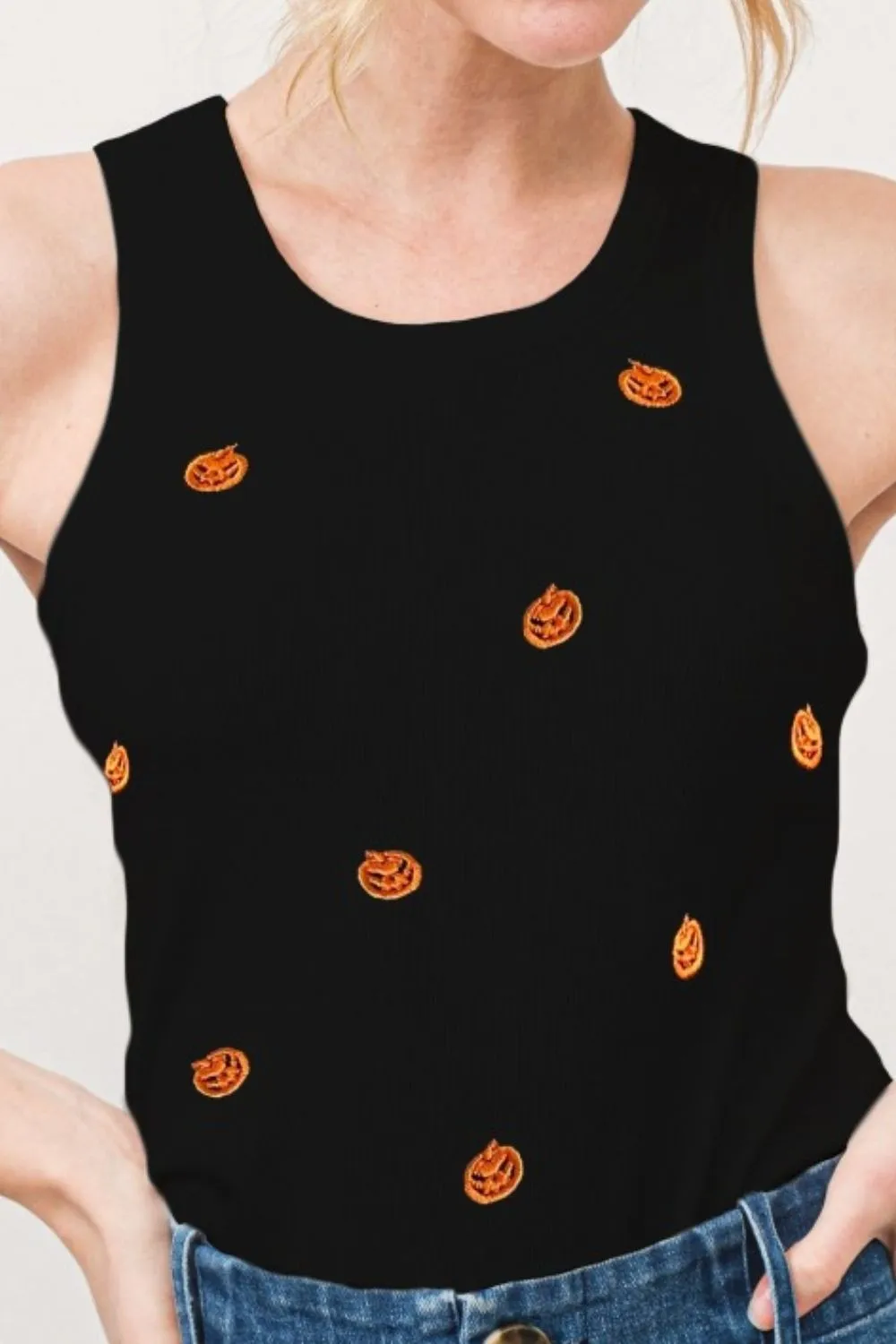 Jack O' Lantern Embroidered Tank