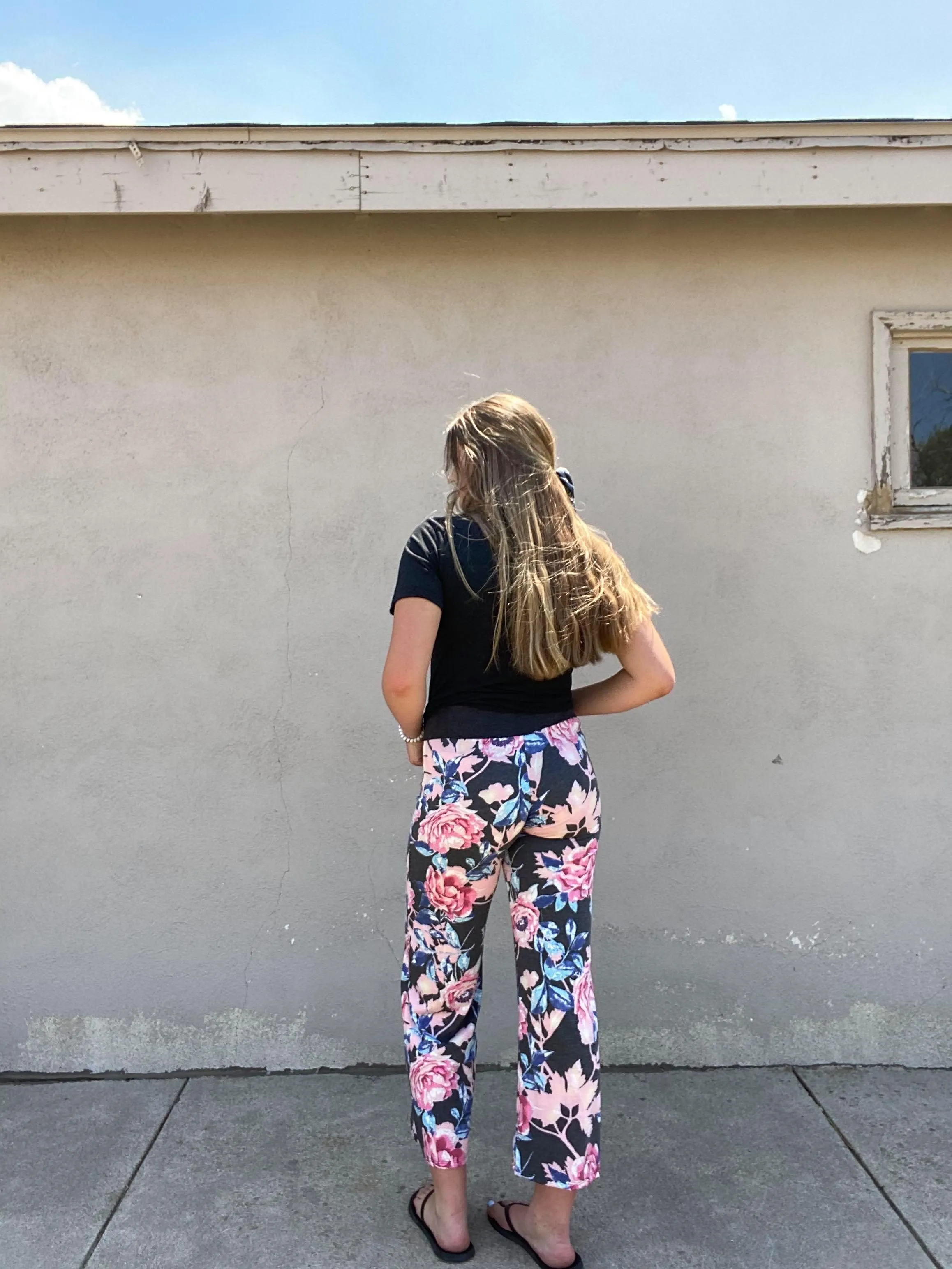 Pink and Blue Flower Draw String Lounge Pants