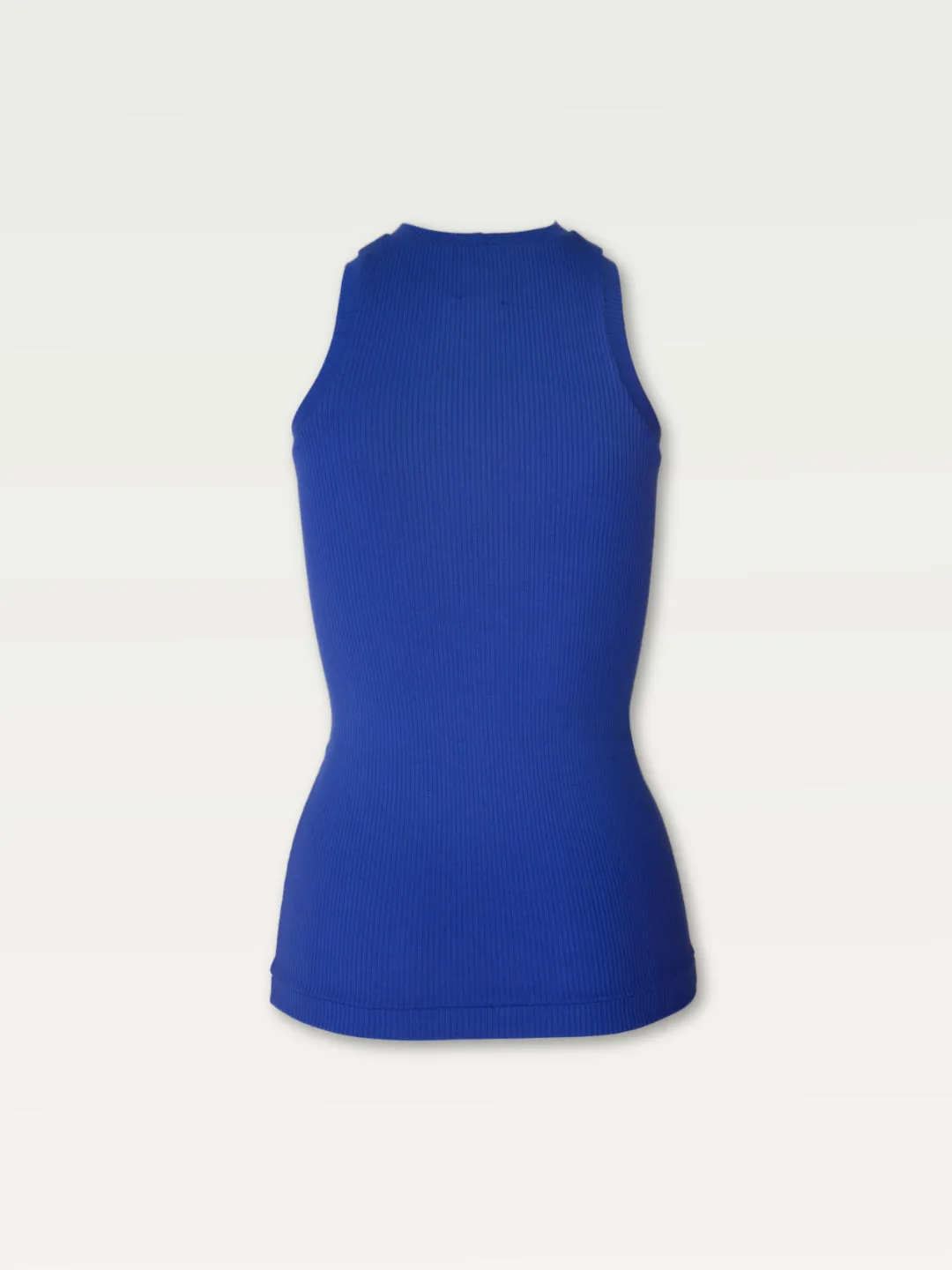 Ribbed Long Line Tank in Electric Blue