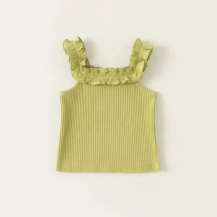 Ribbed Pistachio Ruffle Tank