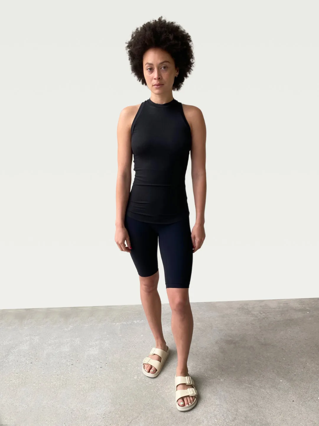 Ribbed Shirttail Tank in Black