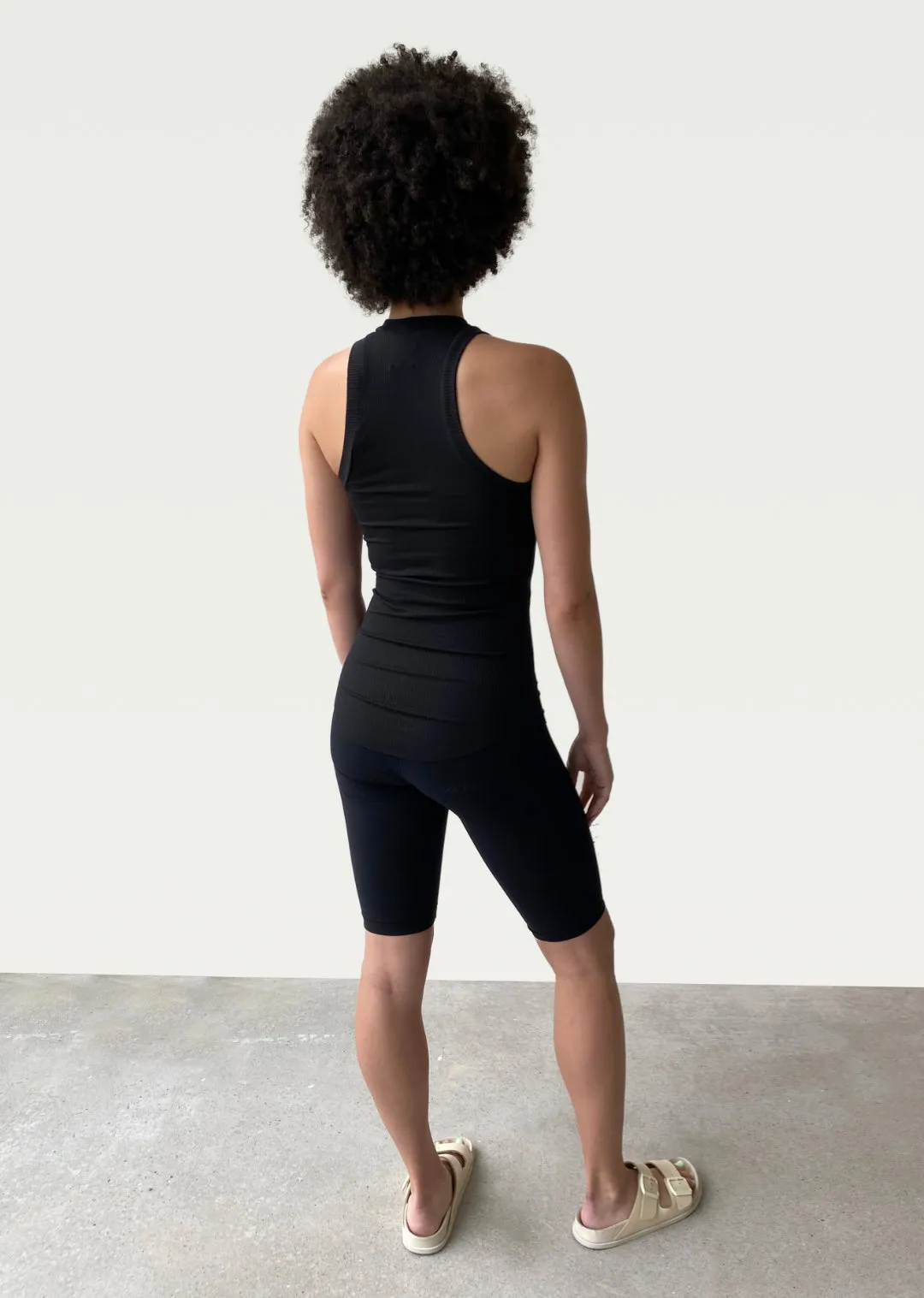 Ribbed Shirttail Tank in Black